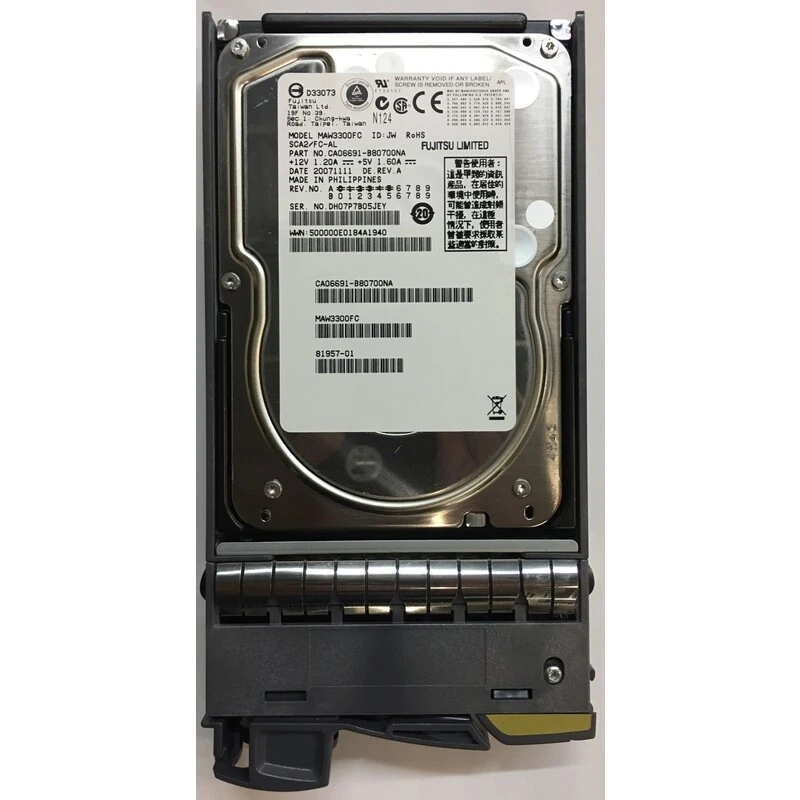 CA06691-B80700NA - Fujitsu 300GB 10K RPM FC 0 HDD w/ tray for DS14MK2 or DS14MK4 - Image 1 of 1