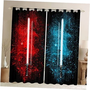  Lightsaber Curtains Tie Dye Curtains for 52"W x 84"L (Pack of 2) Red Blue - Picture 1 of 7