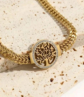 Pulsera De La Suerte Árbol De La Vida Acero Inoxidable Y Cierre De Langosta  Foto 1 de 4