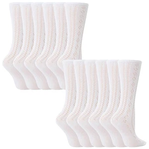 12 Pair Soft Cotton Rich Knee High White Uniform Kids Socks for School - Picture 1 of 6