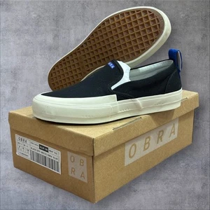NIB Men’s OBRA Terra Canvas Black & White Slip-On Wrap Toe Sneakers - MSRP $120 - Picture 1 of 11