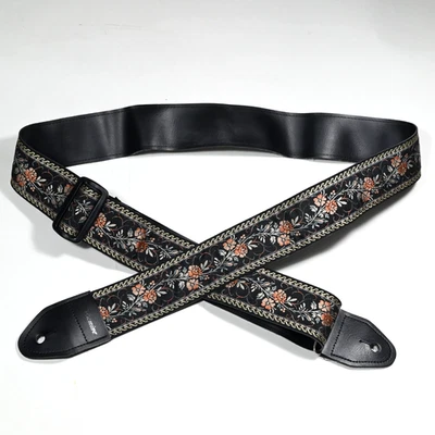 Alça de guitarra Takamine Deluxe designer - Bordado floral - Muito elegante! - Imagem 1 de 4