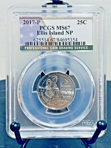 2017-P Washington Quarter Ellis Island NP PCGS MS67 #84695354 - Picture 1 of 2