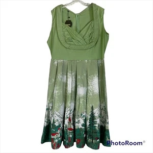 Sisjuly Sleeveless Fit & Flare Retro Winter Print Dress Women's Size 4XL  - Picture 1 of 11
