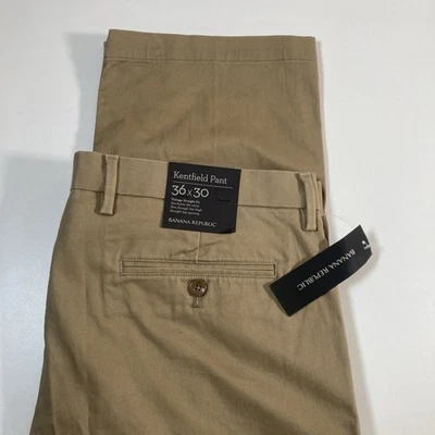 NUEVO Pantalón Chino Banana Republic Kentfield 36x30 Recto Beige Caqui Elástico Nuevo con Etiquetas Foto 1 de 4