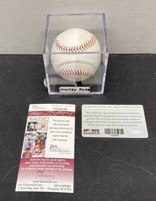 New York Yankees Whitey Ford béisbol autografiado firmado con estuche certificado de autenticidad JSA Foto 1 de 4