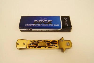 DUCK Folding Knife Yellow Bone Stainless DK0029-BN - Image 1 of 4