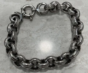 "Brazalete de eslabones de cadena Rolo de plata esterlina Milor vintage - 8"" 25,2 gramos" - Imagen 1 de 7