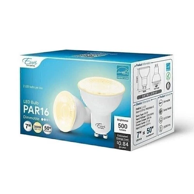 PAR16 LED Spot Bulb with GU10 Base (2 Pack) 3000K, 500lm, 7W=50W, 120V - Image 1 of 4