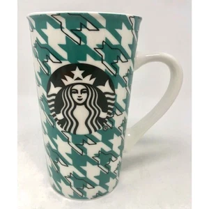 Starbucks Tall Coffee Mug, 2017 Green Houndstooth with Mermaid Siren Logo - Picture 1 of 3