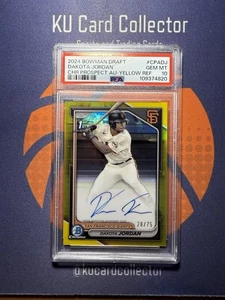 2024 Dakota Jordan 1st Bowman Chrome Auto Yellow /75 PSA 10 - Picture 1 of 2