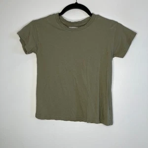 MATE THE LABEL Green 100% Organic Cotton Raw Edge Short Sleeve Tee Shirt 6/7 - Picture 1 of 3