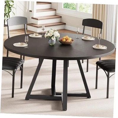 Round Kitchen Dining Room Table Circle Dining Dinner Table with 47IN Black - Image 1 of 4