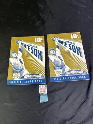 1951 Chicago White Sox Official Scorecard Program Score Book 8/16/1951 W/Tickets - Image 1 of 4