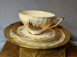 3pc Koln a Rhein Dom Kunst-Palette Bavaria Cup Saucer Plate Gold Porzellon Tetta - Picture 1 of 10