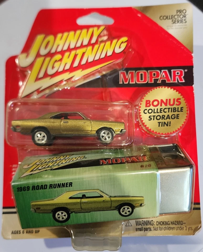 Johnny Lightning Mopar 1969 Road Runner Pro Collector Series con lata de almacenamiento #20 Foto 1 de 2