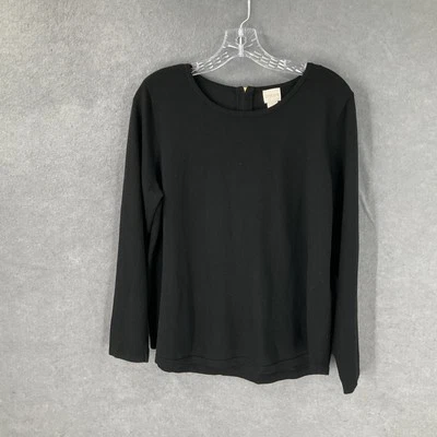 Suéter Chico's Mujer L Negro Escote Redondo Manga Larga Tejido Pullover Cápsula Foto 1 de 4