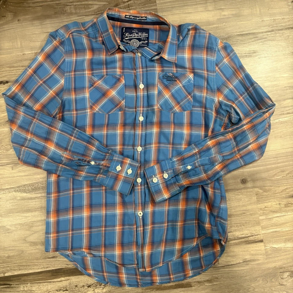 Superdry Camisa Hombre XL Azul Naranja Cuadros “The Paperweight Shirt” Foto 1 de 4
