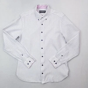 Hammer Made Shirt Mens L White Blue Pink Check Limited Edition Flip Cuff 25/28 - Picture 1 of 18