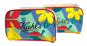 2 x Kiehl's ~ Multi Color Canvas Cosmetic Bag Limited Edition Set of 2 - Picture 1 of 4