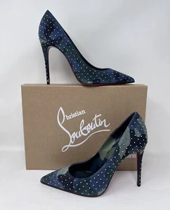 CHRISTIAN LOUBOUTIN Veau Velours Camou Kate Plume 100 Bombas Subasta 37.5 ❤️ - Imagen 1 de 9
