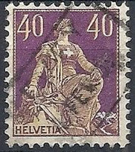 1908 SVIZZERA USATO ALLEGORIA SEDUTA 40 CENT II TIPO UNIFICATO 123A - SZ017 - Picture 1 of 1