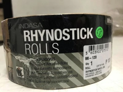 Rollo de papel de lija autoadhesivo Rhynostick White Line P 120 grano 2,75"X27 1/4 yarda Foto 1 de 4