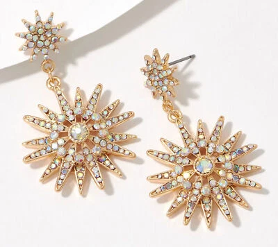 Pendientes KIRKS FOLLY STARBURST Starry Night Julieta tono dorado cristal Foto 1 de 4