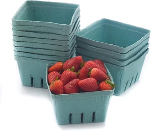 42 Pack Quart Green Molded Pulp Fiber Berry/produce Vented Baskets For Fruit - Picture 1 of 12