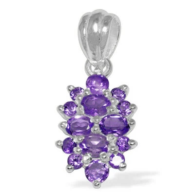 Esclusivo 1,16 Carati Ciondolo Ametista,925 Argento,Catena,Collier,Rodiato - Immagine 1 di 4