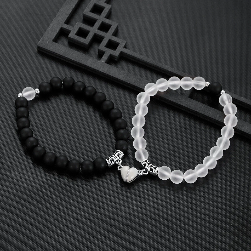 2 Piezas Pulseras Brillan en la Oscuridad Amante Corazón Corona Pareja Brazalete Bff Pulseras Regalo Foto 1 de 1