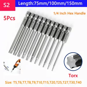 75-150mm Long Reach Torx Star Hex Security Bit Set Tamper Proof Screwdriver Bits - Picture 1 of 42