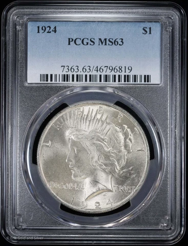 1924 $1 Peace Silver Dollar PCGS MS 63 | Mint State Cover