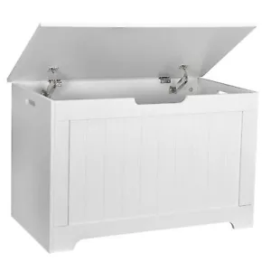 Storage Chest with 2 Safety Hinges Handles Toy Chest Book Shoes Storage White - Picture 1 of 12