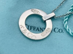 Tiffany & Co Necklace1837 Round Circle Sterling Silver Pendant 16 in #1102 - Picture 1 of 4
