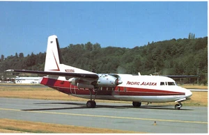Airline Postcard Pacific Alaska Airlines Fokker F-27A N222DG Boeing Field - Picture 1 of 2