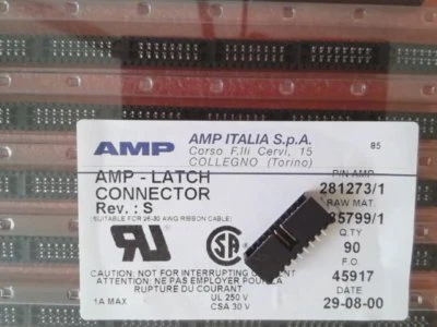 AMPHENOL Leiterplatten-Stiftleiste/ AMP-LATCH - 16-polig - 2-reihig - RM 2,54 mm - NEU