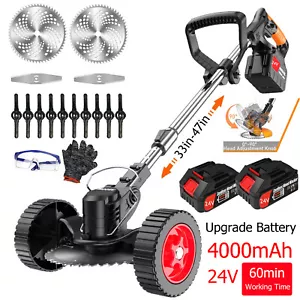 Electric Grass Trimmer/Edger/Brush Cutter Cordless String Trimmer 4.0Ah w/Wheel - Picture 1 of 32
