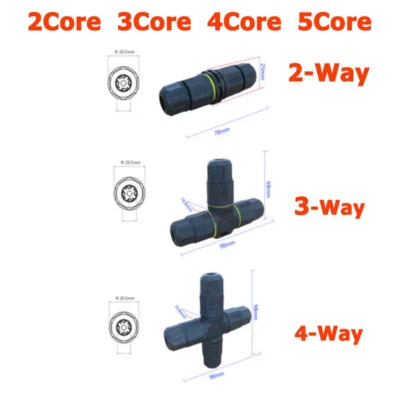 2/3/4Way Outdoor Waterproof IP68 Junction Box Cable Connectors Electrical Wire - Image 1 of 4