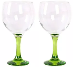 Gin tonic wine cocktail spanish gin balloon glasses 650ml GREEN foot set of 2 - Picture 1 of 2