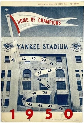 1950 New York Yankees Home Of The Champions Unmarked Program vs. Detroit Tigers - Image 1 of 4