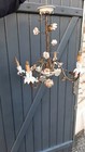 ANCIEN LUSTRE   FLEURS EN PORCELAINE chandelier porcelaine rose