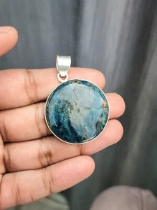 Apatite Pendant Big Round Gemstone 925 Sterling Solid Silver Handmade Gift D22 - Picture 1 of 18