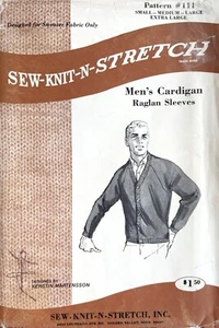 Cárdigan para hombre años 70 coser-tejido-n-elástico patrón 111 talla S-XL SIN CORTAR - Imagen 1 de 1