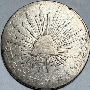 MEXICO - First Republic - 2 Reales - 1863 Go.Y.F. (Guanajuato) - Silver Coin! - Picture 1 of 2