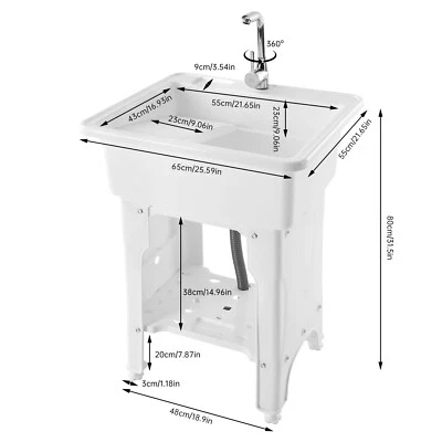 Utility Laundry Sink Wash Tub Dog Garage Heavy Duty Basement Worksite Basin pp - Image 1 of 4