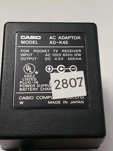 CASIO AC Adapter AD-K45 4.5V 400mA - Picture 1 of 5