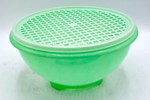 Vintage Tupperware Collander Sieb Schüssel mit Deckel Jadeitgrün selten - Bild 1 von 3