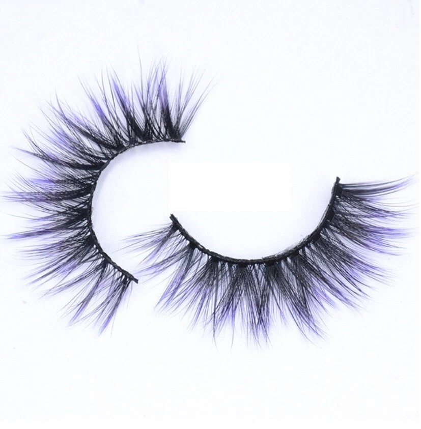 Purple Tip Reusable Strip False Eyelashes Fun Color Fake Lashes Black Base - Image 1 of 1