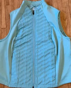Xersion Women's Vest Aqua Ocean 1X 305613 Full Zip Mock Collar Zip Pockets - Picture 1 of 5